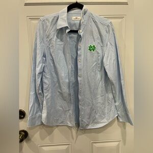 ND Light Blue Button-Up Shirt with Green Logo